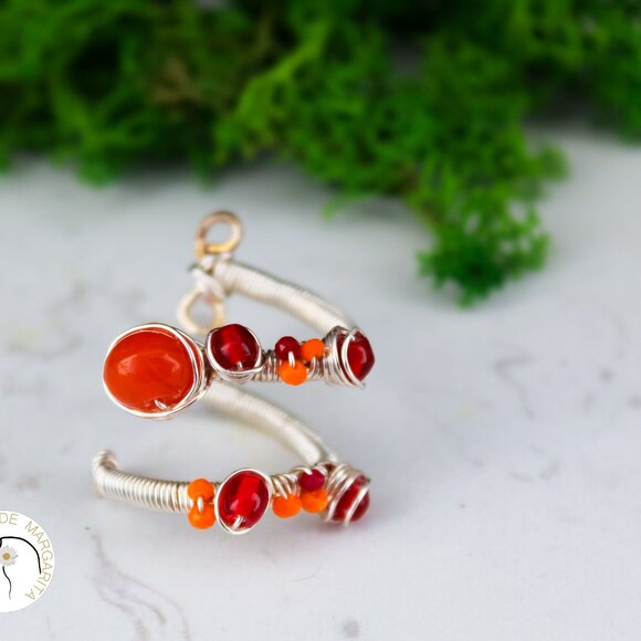 Handmade wire wrapped adjustable ring crystals - Picture 3 of 5